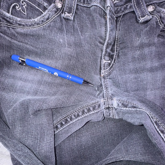 Rock Revival Jeans Women's 28 Chrissie Straight Acid Wash Flap Pockets 28x33 Y2K - Picture 13 of 14